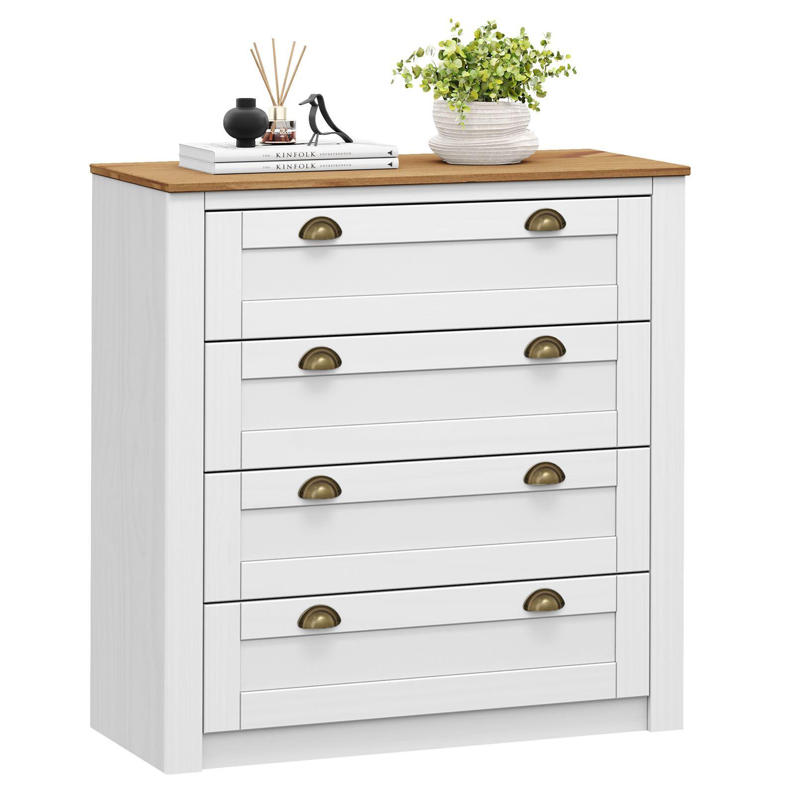 KOMMODE BOLTON weiß/braun - Weiß/Braun, Holz (91/93/40cm) - IDIMEX