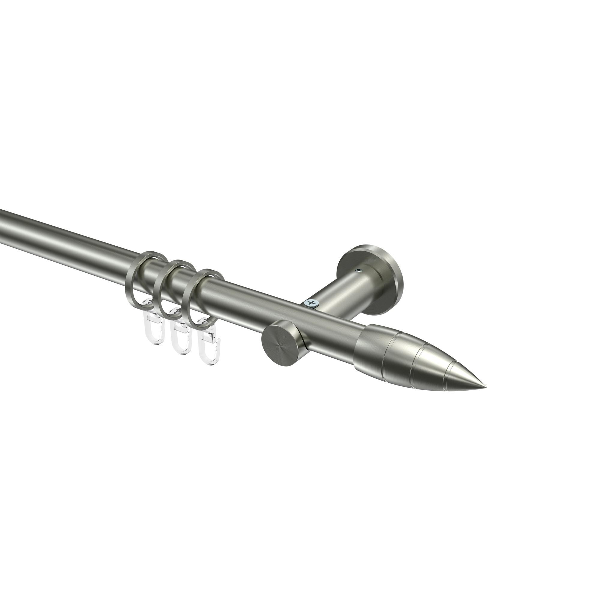 GARDINENSTANGE Platon Samanto 100 cm, 1-läufig, 20 mm Ø Edelstahl-Optik - Edelstahlfarben, Metall (100cm) - INTERDECO