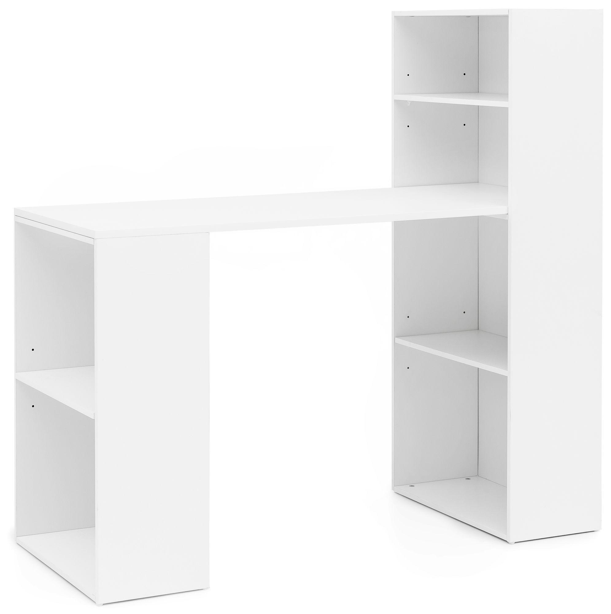 SCHREIBTISCH Mit Regal Ablagefächer Modern Holz, Weiß 53x120x120 cm - Weiß, Holz/Holzwerkstoff (120/53/120cm) - KADIMA DESIGN