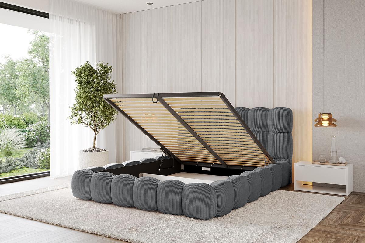 POLSTERBETT mit Bettkasten und Lattenrost, Boxbett ohne Matratze - LEYA 160x200 Dunkelgrau - Anthrazit, Holzwerkstoff/Textil (160/200cm) - ALTDECOR