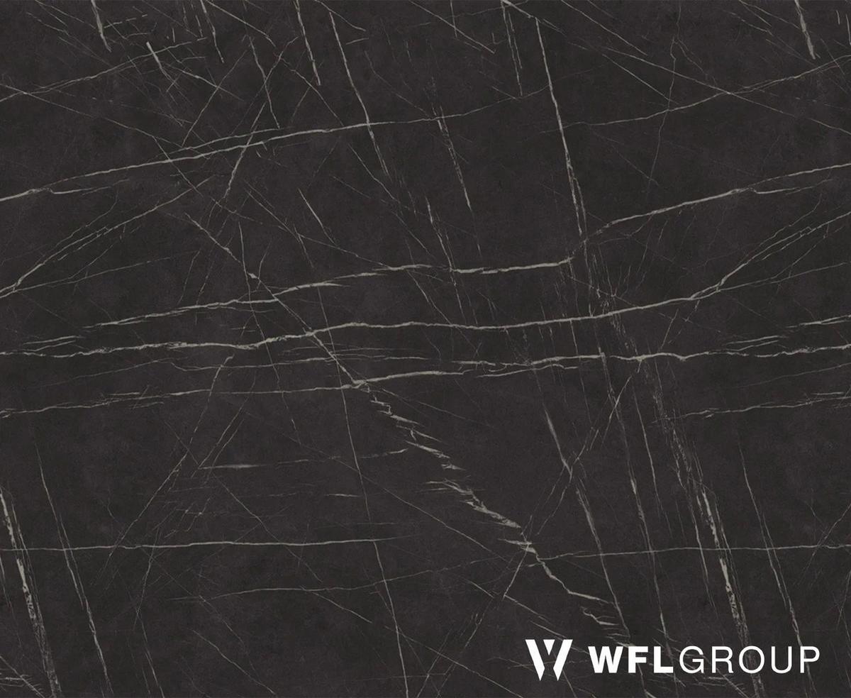 ESSTISCH Naro rund ausziehbar mit Schwarzem Lamellen-Metallgestell, Marmor Schwarz 120-200/120/76 cm - Anthrazit/Schwarz, Holzwerkstoff/Metall (120/196/76cm) - WFL GROUP