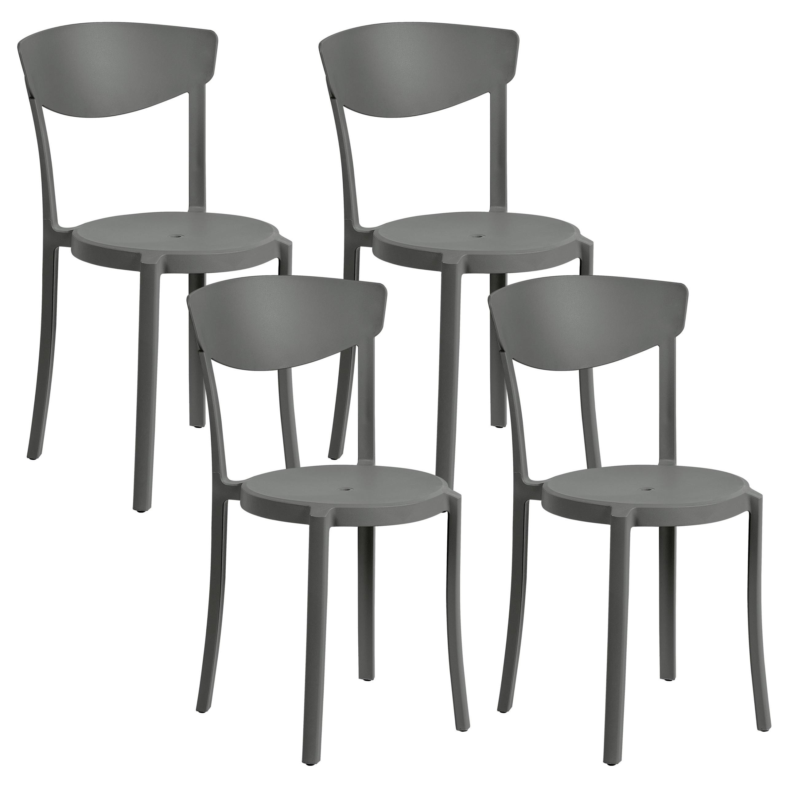 GARTENSTÜHLE 4er-Set Kunststoff dunkelgrau Vieste - Grau, Kunststoff (42/80/40cm) - Beliani