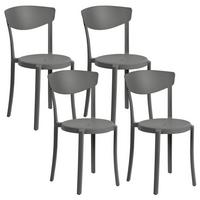 GARTENSTÜHLE 4er-Set Kunststoff dunkelgrau Vieste - Grau, Kunststoff (42/80/40cm) - Beliani