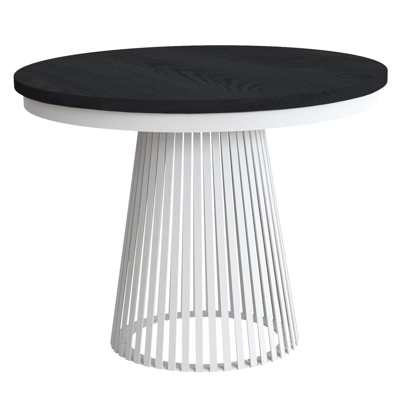 ESSTISCH Lumi, Runder, ausziehbar auf 180 cm, mit Metallbeinen, Weiß+Schwarz - Schwarz/Weiß, Holzwerkstoff/Metall (100/100/77cm) - Beautysofa