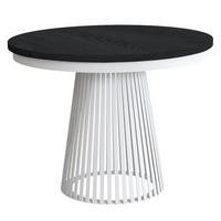 ESSTISCH Lumi, Runder, ausziehbar auf 180 cm, mit Metallbeinen, Weiß+Schwarz - Schwarz/Weiß, Holzwerkstoff/Metall (100/100/77cm) - Beautysofa