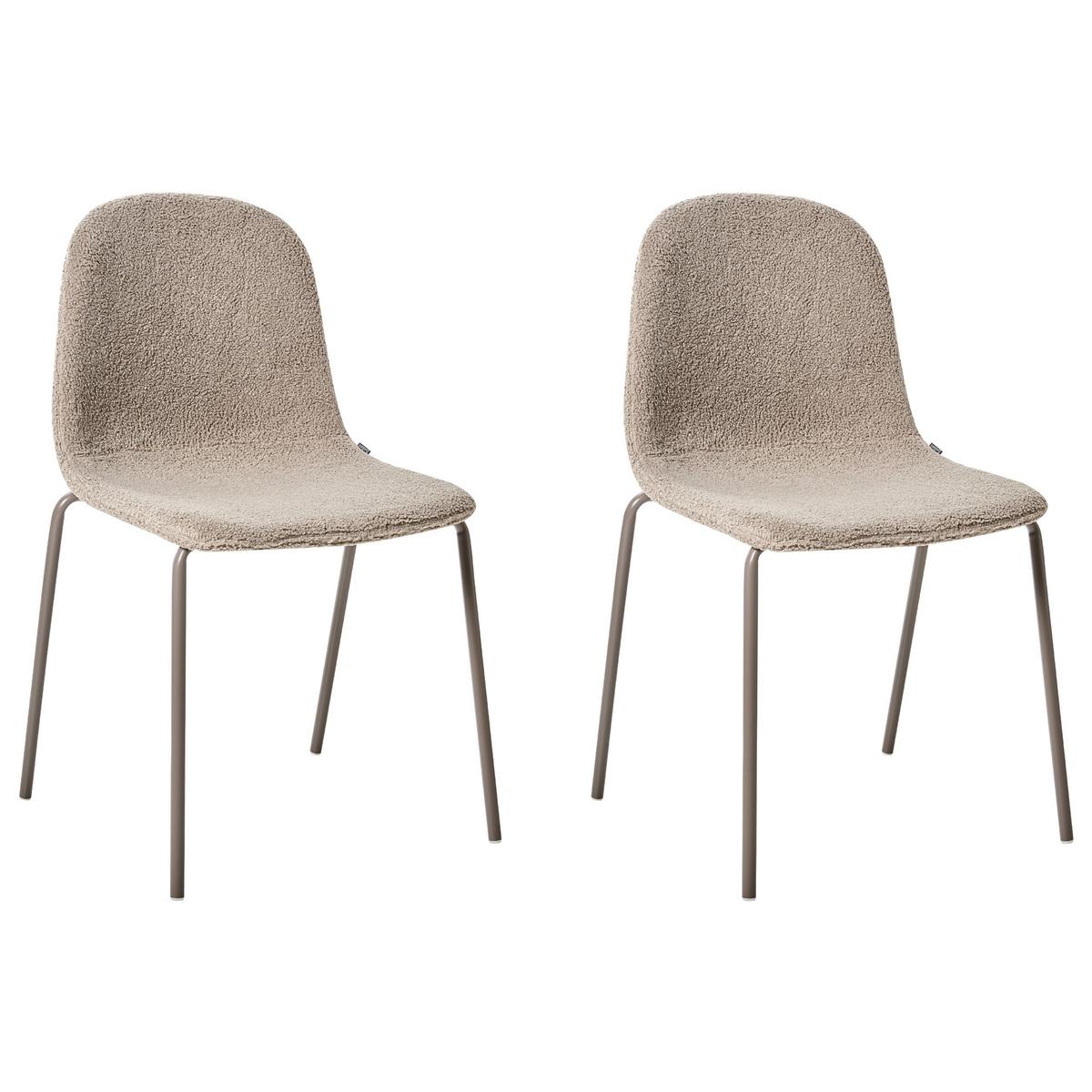 KONFERENZSTUHL 2er Set Bouclé Taupe Loma - Taupe, Textil/Metall (50/85/55cm) - Beliani