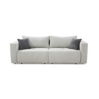 SCHLAFSOFA Verwandlung: Big-Sofa/Eckcouch, 2 Bettkästen, B243/T115-161/H84 cm, Liegefläche 145x197 cm, Waffelcord Silbergrau / 15242 - Silberfarben/Schwarz, Kunststoff/Textil (243/84/115cm) - luma-home