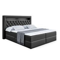 BOXBETT LED mit H3-Matratze und Lattenrost - NOEL GOLD - 180x200 Schwarz Hochglanz - Schwarz Hochglanz, Holzwerkstoff (180/200cm) - ALTDECOR