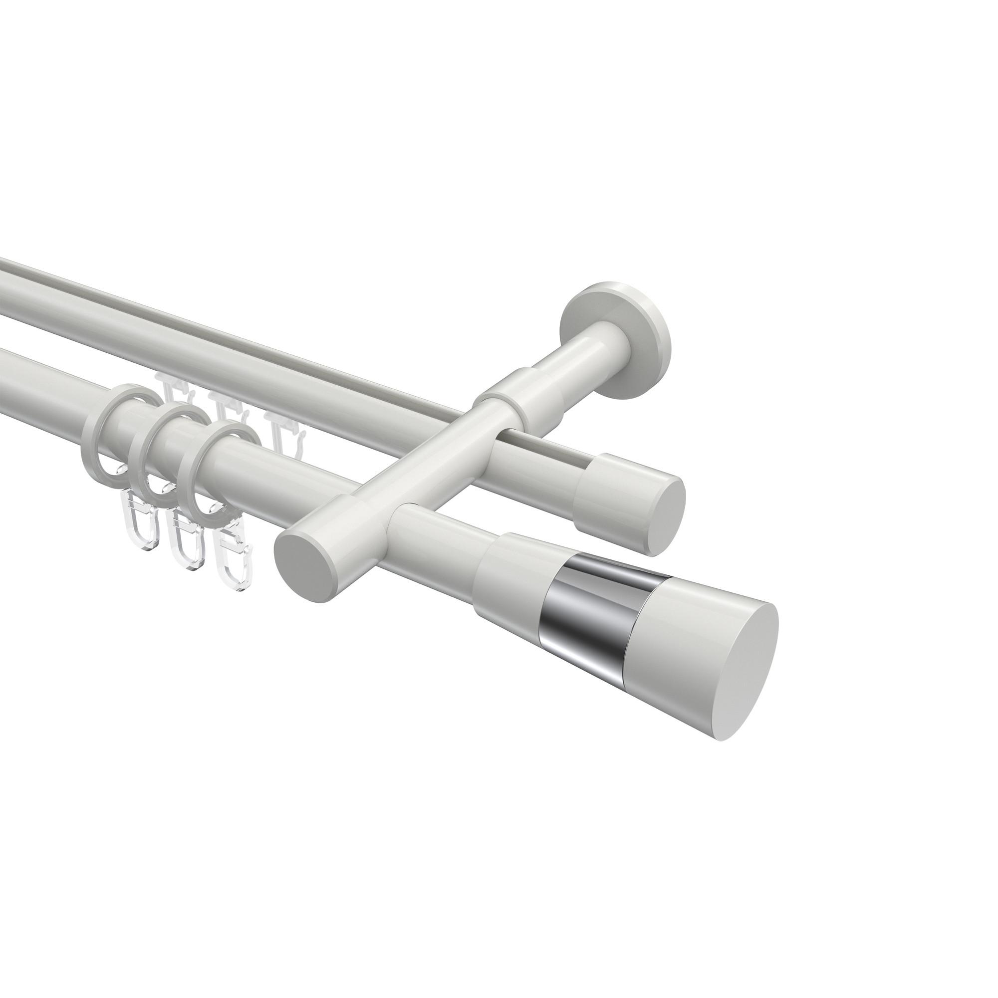 GARDINENSTANGE RUNDROHR-INNENLAUF Prestige Tanara 120 cm, 2-läufig, 20 mm Ø Weiß - Chromfarben/Weiß, Metall (120cm) - INTERDECO