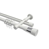 GARDINENSTANGE RUNDROHR-INNENLAUF Prestige Tanara 120 cm, 2-läufig, 20 mm Ø Weiß - Chromfarben/Weiß, Metall (120cm) - INTERDECO