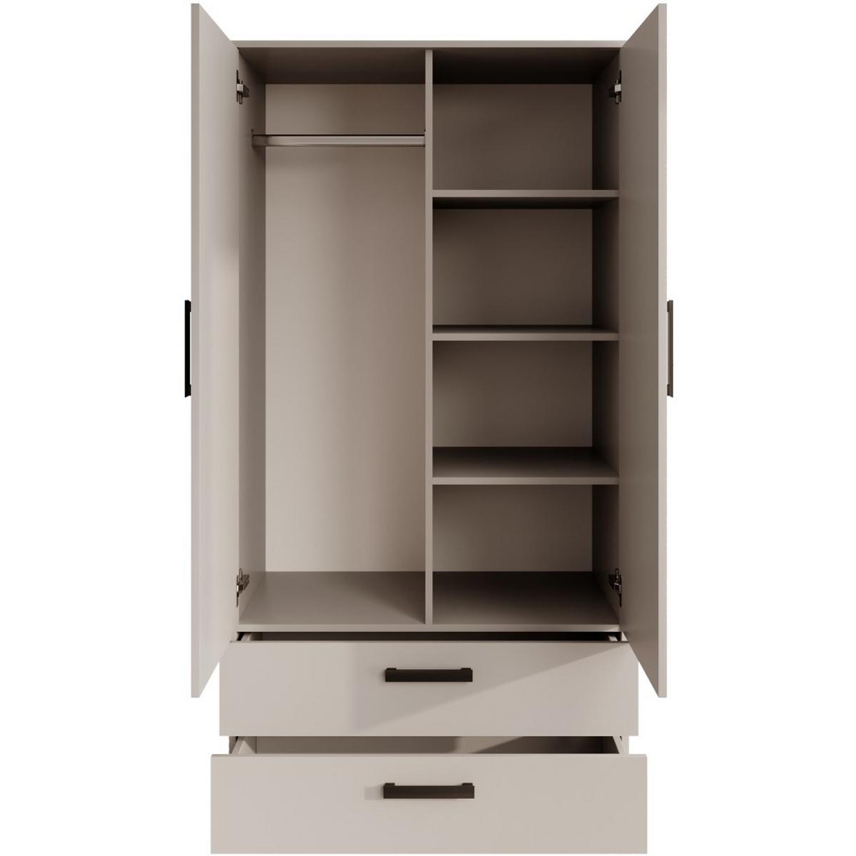 DREHTÜRENSCHRANK Trend, mit Schubladen, Kaschmir - Kaschmir/Schwarz, Holzwerkstoff (90/180/50cm) - Beautysofa