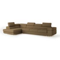 ECKSOFA VICENTE Orange Boucle-Stoff mit Schlaffunktion - Orange, Holz (346/202cm) - MASSENO