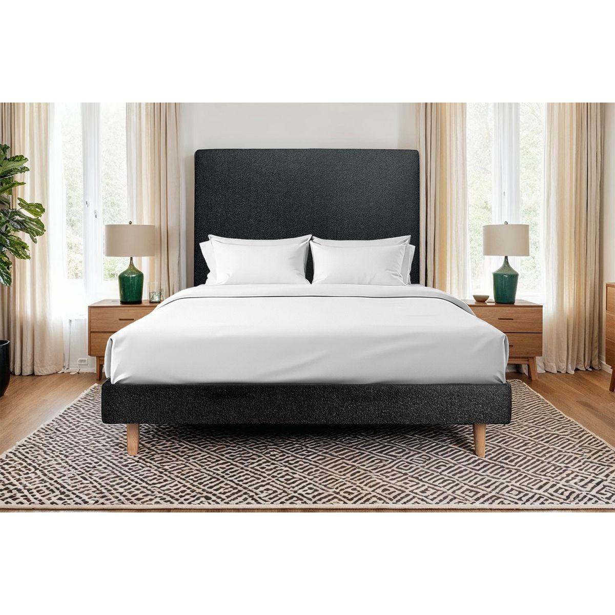 LATTENROST – Bouclé-Stoff– Bausatz zur Selbstmontage - 180x200 cm - Beige/Schwarz, Karton/Holz (180/200cm) - Sommeil de Plomb