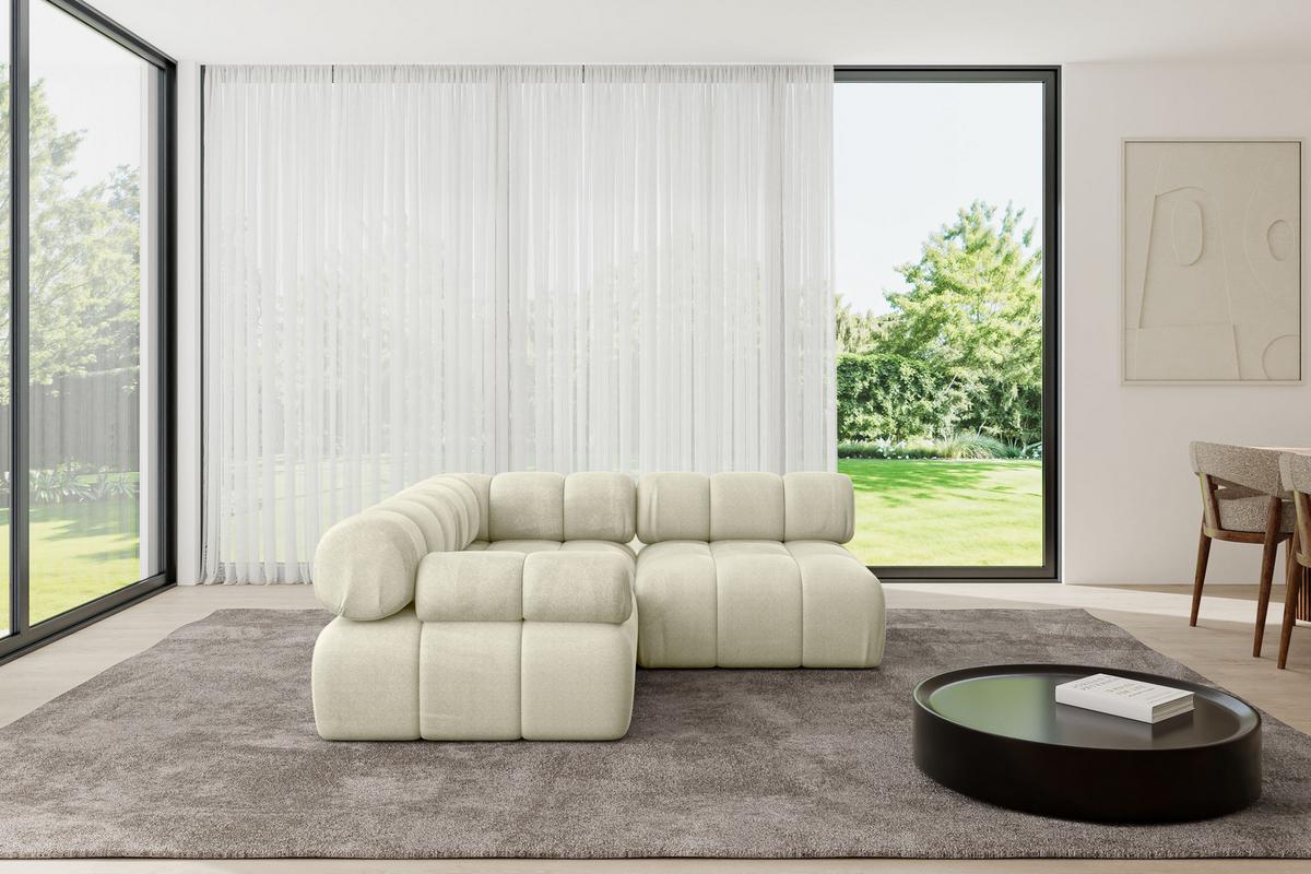 ECKSOFA modulares Sofa Mende-L1 - 190x190x70 cm Beige Velours - Beige, Holzwerkstoff/Textil (190/190cm) - ALTDECOR