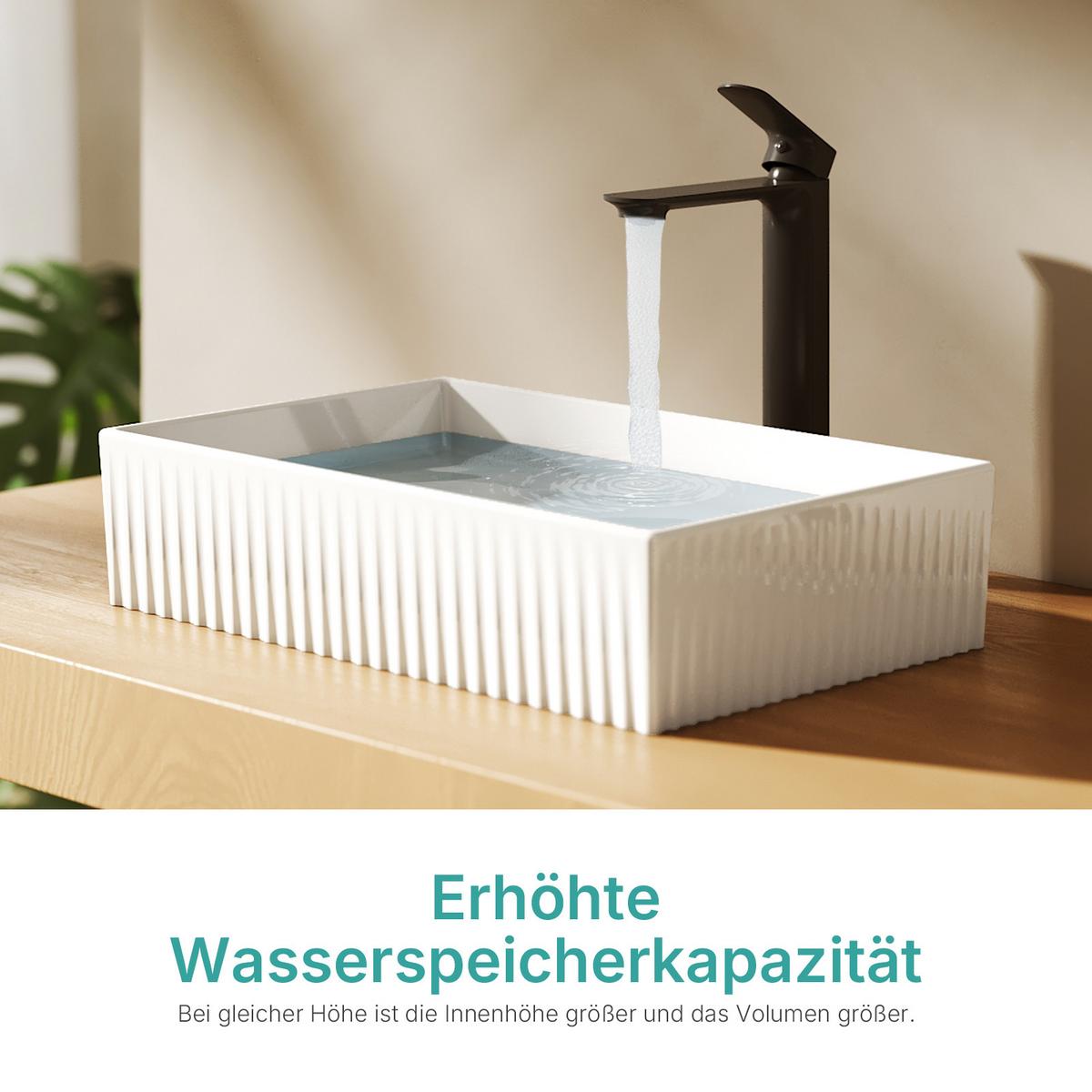 WASCHBECKEN mit Vertikale Rillen 45 / 32 / 11 cm - Weiß, Keramik (45/11/32cm) - EMKE