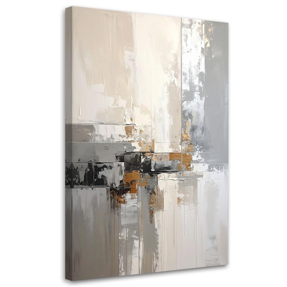 BILD auf Leinwand, Grau beige Abstrakt - Grau, Textil (60/90cm) - Feeby