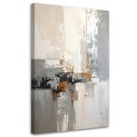 BILD auf Leinwand, Grau beige Abstrakt - Grau, Textil (70/100cm) - Feeby