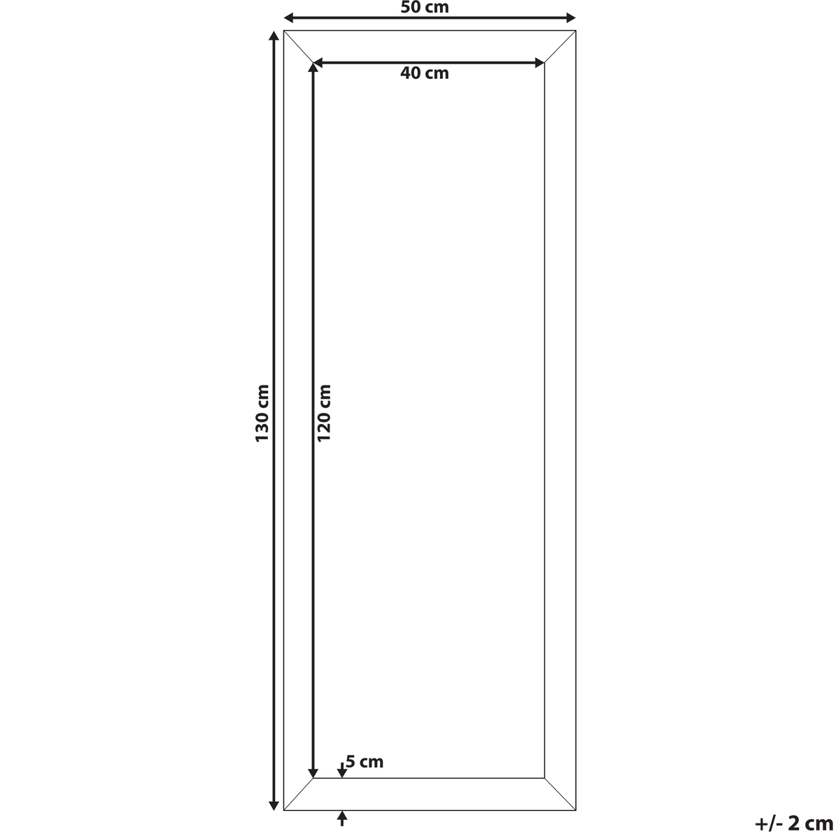 WANDSPIEGEL silber rechteckig 50/130 cm Ajaccio - Silberfarben, Kunststoff (50/130/2cm) - Beliani