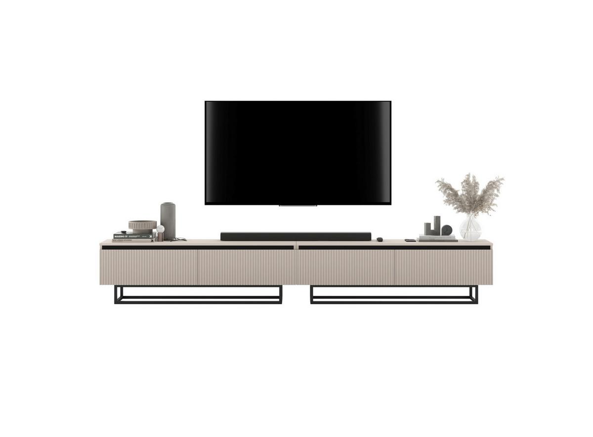 TV-LOWBOARD 2-er Set Selene Kaschmir Matt mit Metallrahmen 140 cm - Kaschmir/Schwarz, Holzwerkstoff/Metall (280/44/35cm) - Meble Lindner