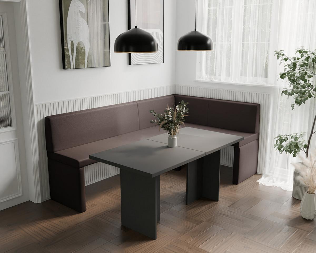 ECKBANK rechts OWEN Kunstleder, 142/196 cm Braun - Braun, Holz/Kunststoff (142/196cm) - Idohome