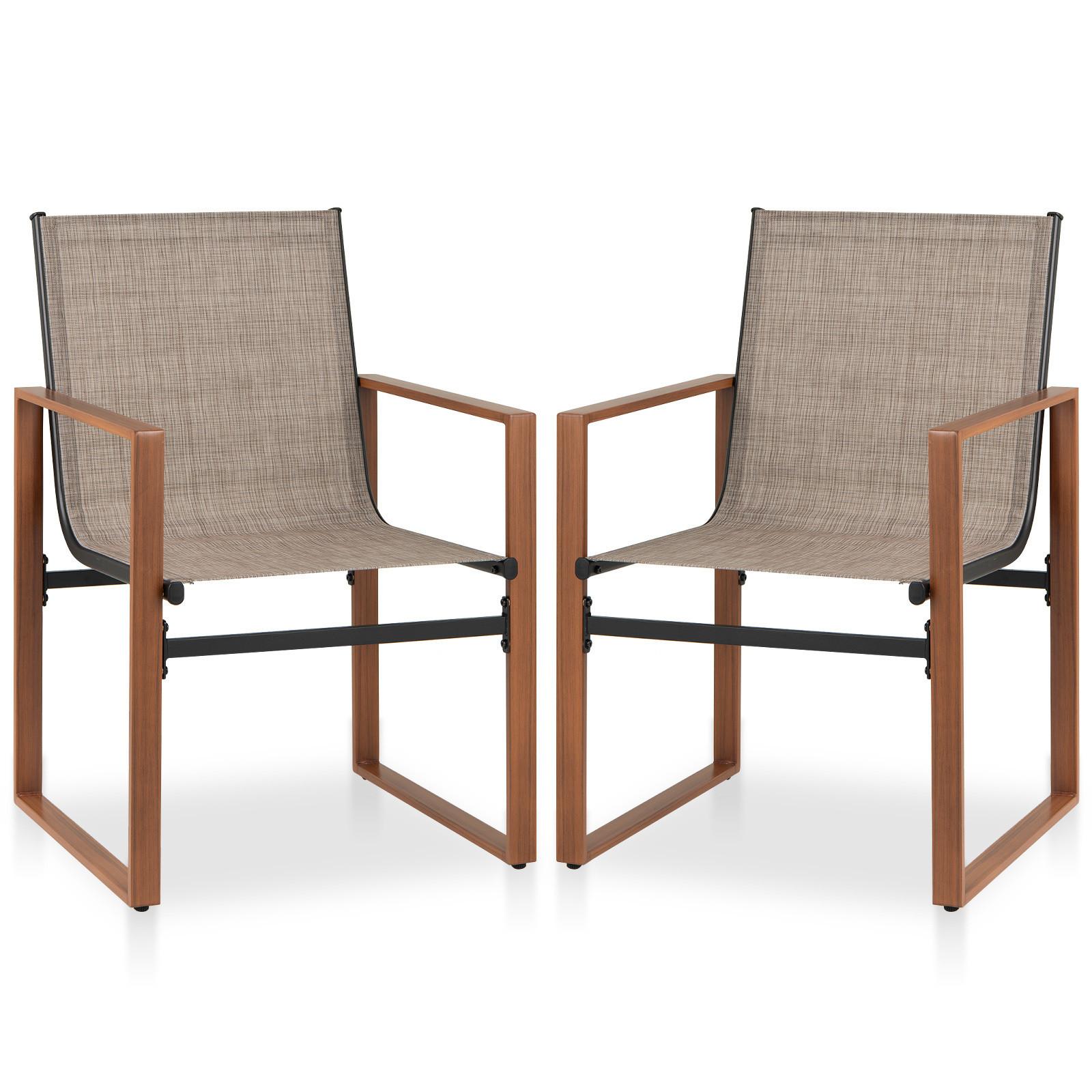 TERRASSENSTUHL Braun(2er-Set) - Braun, Metall (59/86/55.5cm) - COSTWAY