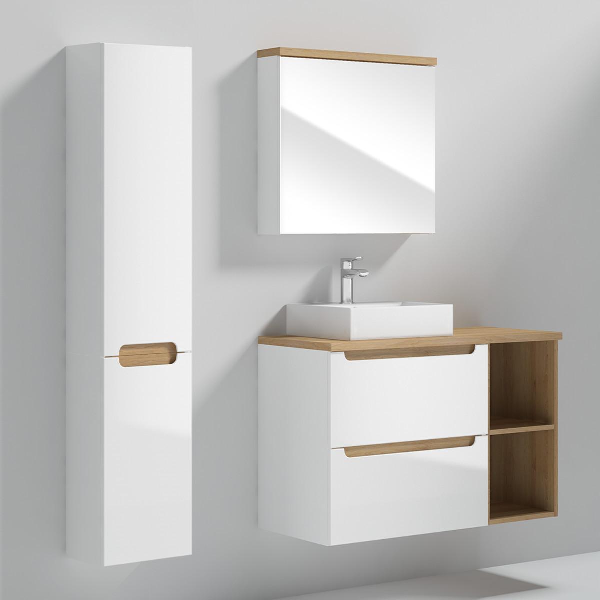 BADMÖBEL 90cm Livia 2er-Set Weiß - Weiß, Holzwerkstoff (90/62.5/46cm) - Petits-meubles