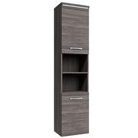 BADEZIMMERSCHRANK Paso mit 2 Türen Grau Eiche - 35 x 35 x 160 cm - Eichefarben/Grau, Holz (35/160/35cm) - Badplaats