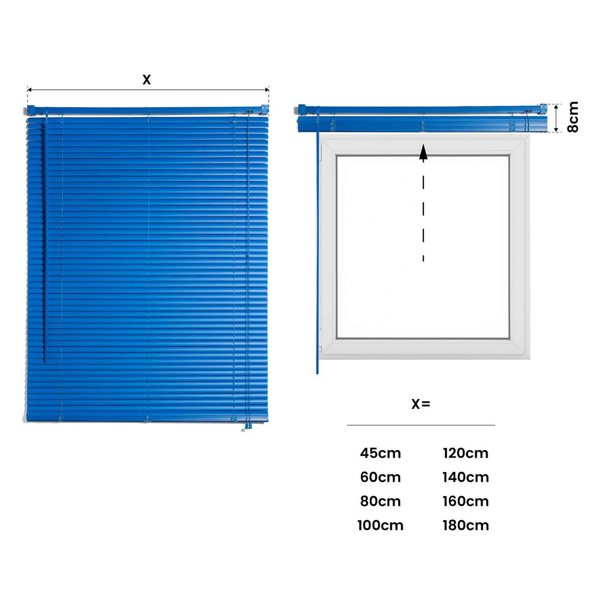 JALOUSIEN vinyl venetianische mit Blau Zugschnur 105x160 - Blau, Kunststoff (105cm) - STORESDECO