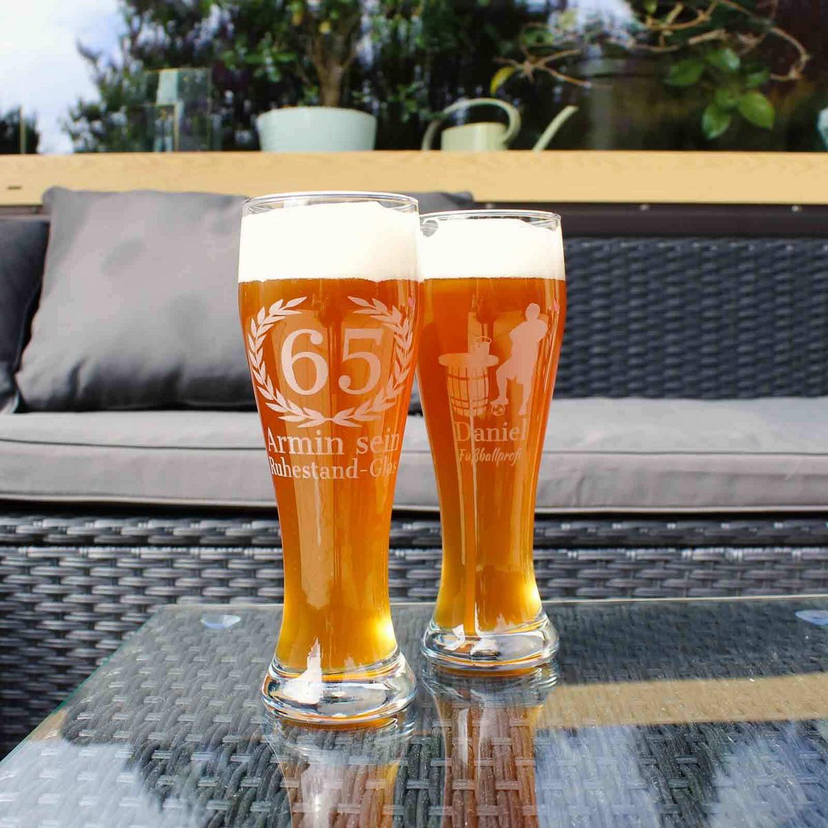 WEIZENBIERGLAS MIT GRAVUR 65. Jubiläum transparent 0,5 l - Transparent, Glas (0.5L) - LUXENTU
