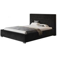 POLSTERBETT Nizza mit Kopfteil, 140x200 cm, Doppelbett mit Bettkasten und Lattenrost aus Holz, Velourstoff Schwarz - Schwarz, Holz/Textil (140/200cm) - Alpi-Möbel