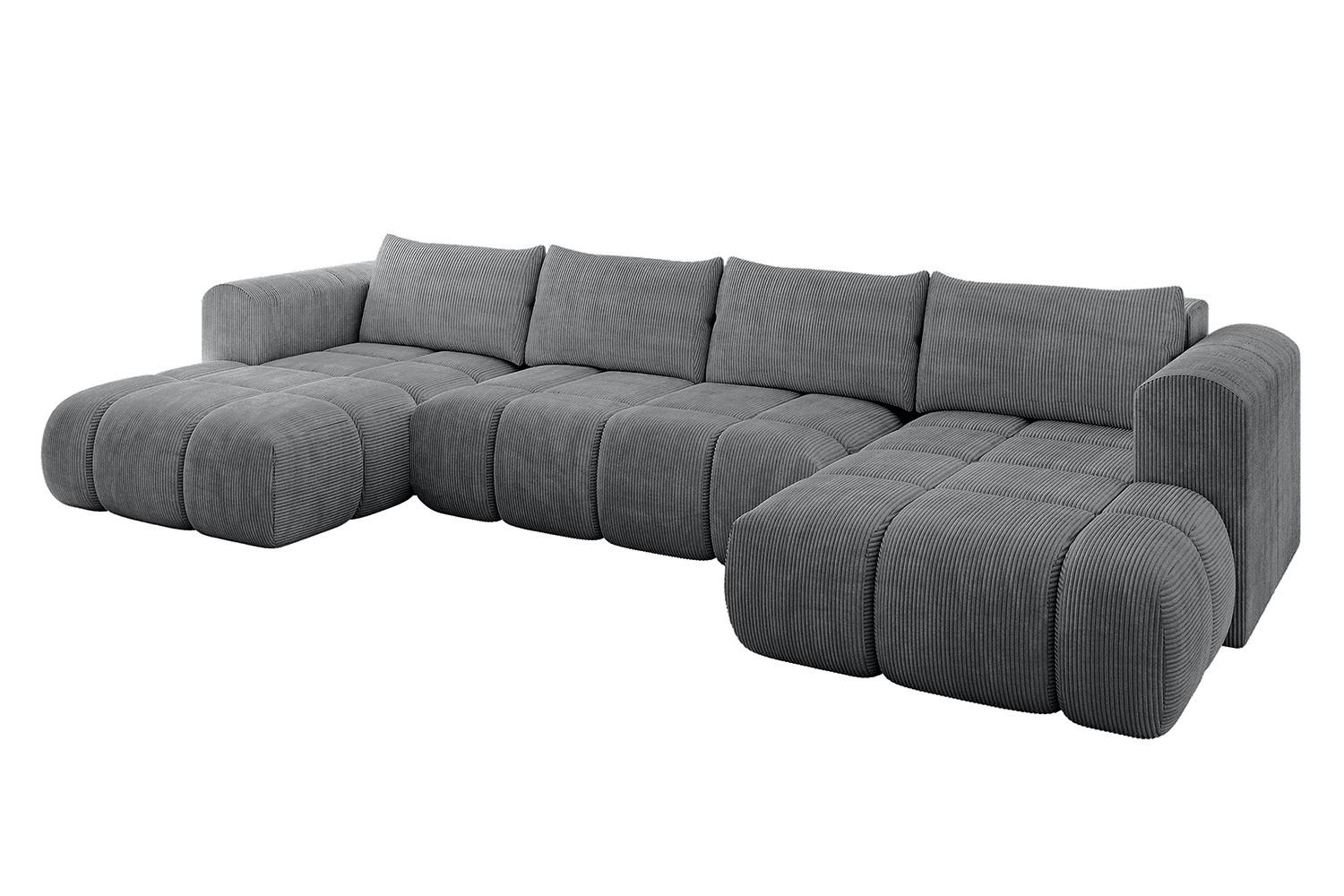 WOHNLANDSCHAFT CLOUD-U 405x185x90 Dunkelgrau Cord - Dunkelgrau, Holzwerkstoff/Kunststoff (405/90/185cm) - ALTDECOR