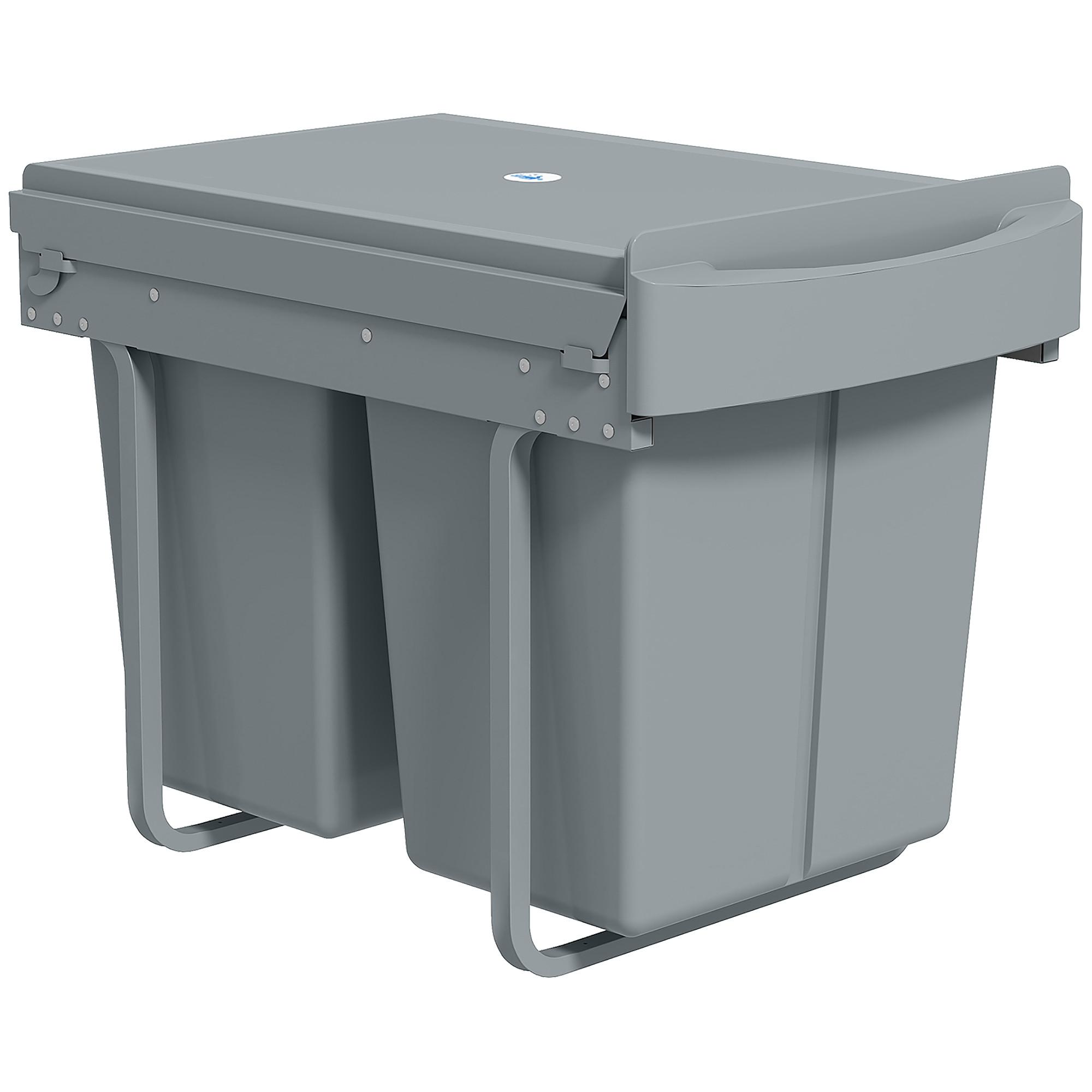 EINBAUMÜLLEIMER Kunststoff Metall Grau - Grau, Kunststoff (33.5/41/52cm) - HOMCOM