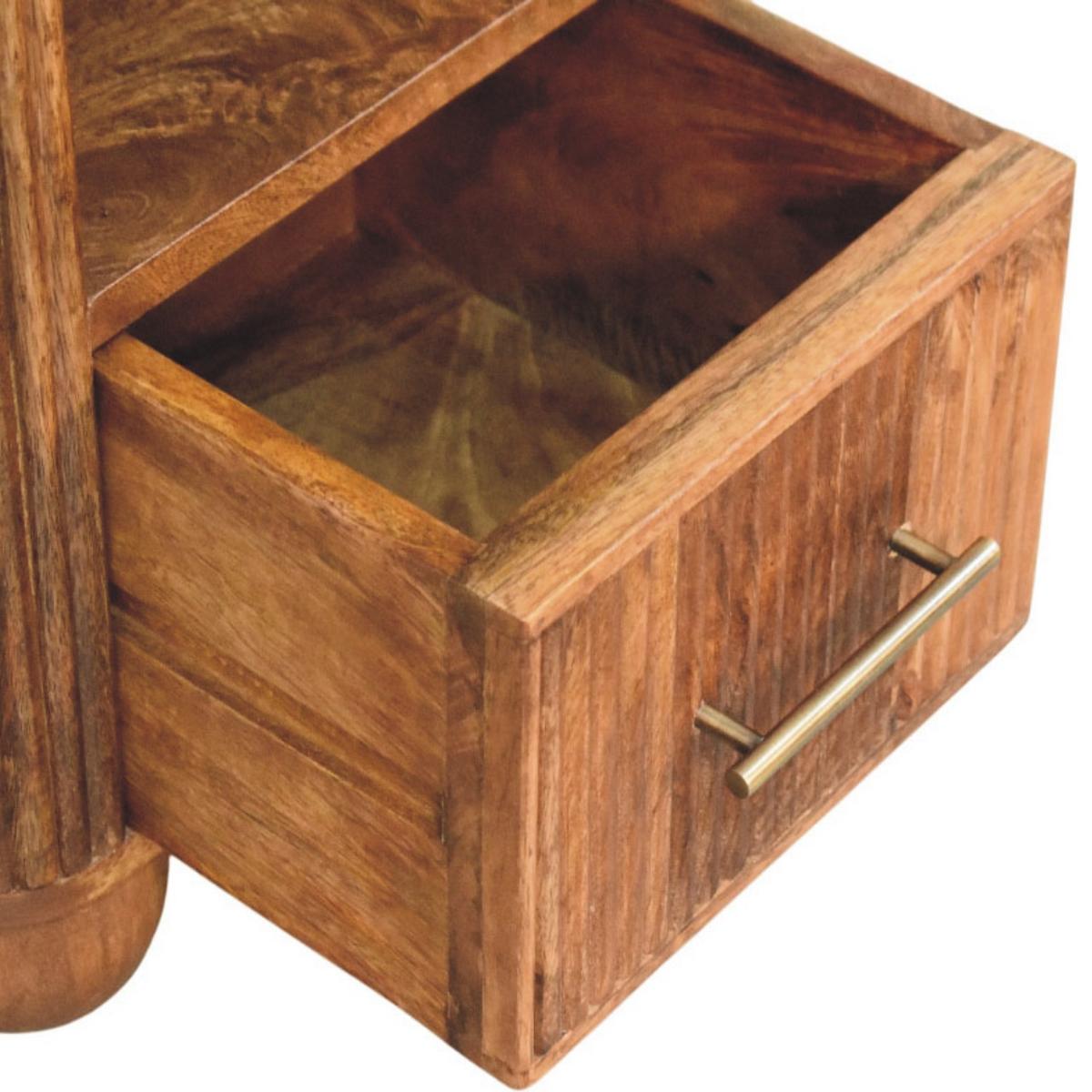 NACHTTISCH mit Golden-Teak-Finish, Tischplatte aus Marmor, 1 Schublade, 1 offene Ablage, braun - Braun, Holz/Naturmaterialen (44/47/34cm) - Artisan Furniture