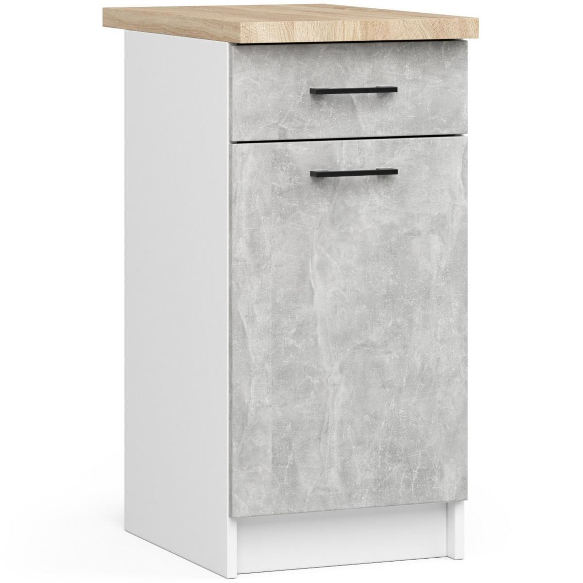 KÜCHENLEERBLOCK Weiß, Beton 203/300/46 - Weiß, Holzwerkstoff (300/203/46cm) - RAUMHIRSCH FURNITURE