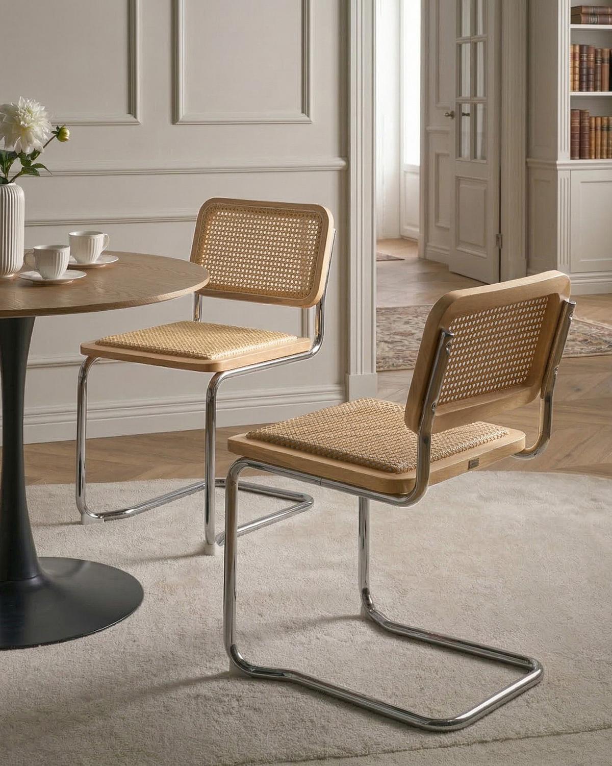 ESSZIMMERSTUHL 2er-Set Rattan natürlich/hellbraun Cordova - Hellbraun/Naturfarben, Naturmaterialien (49/83/50cm) - Beliani