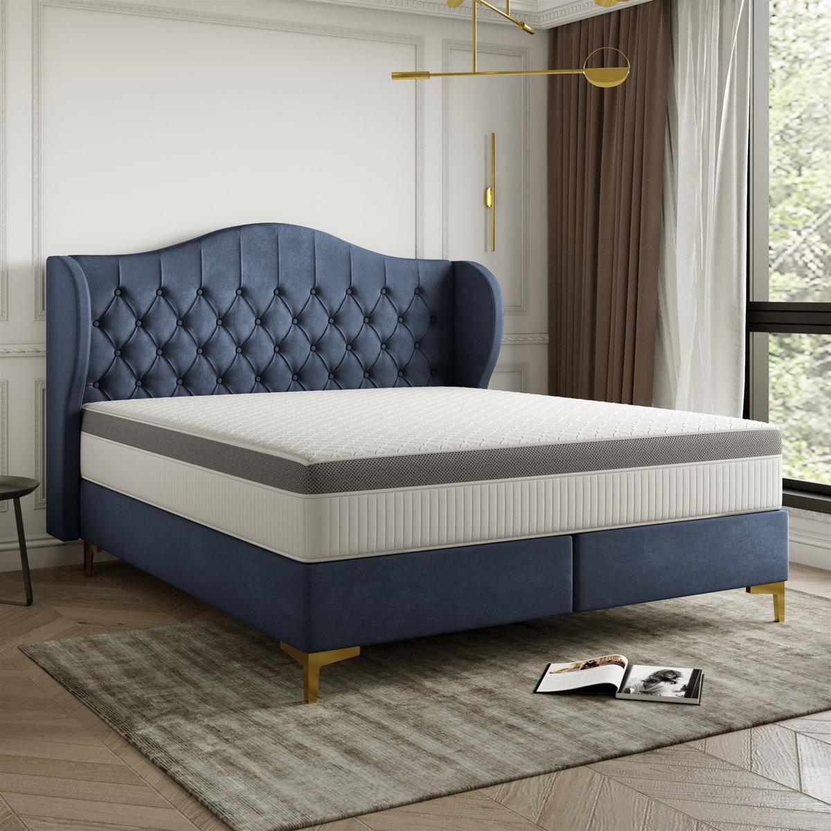 POLSTERBETT Pelagio In Whisper - Dunkelblau, Holzwerkstoff/Textil (140/200cm) - Fun Möbel