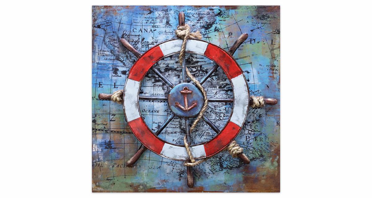 METALLBILD Blau 60/60 cm - Blau/Rot, Metall (2.5/60cm) - KUNSTLOFT
