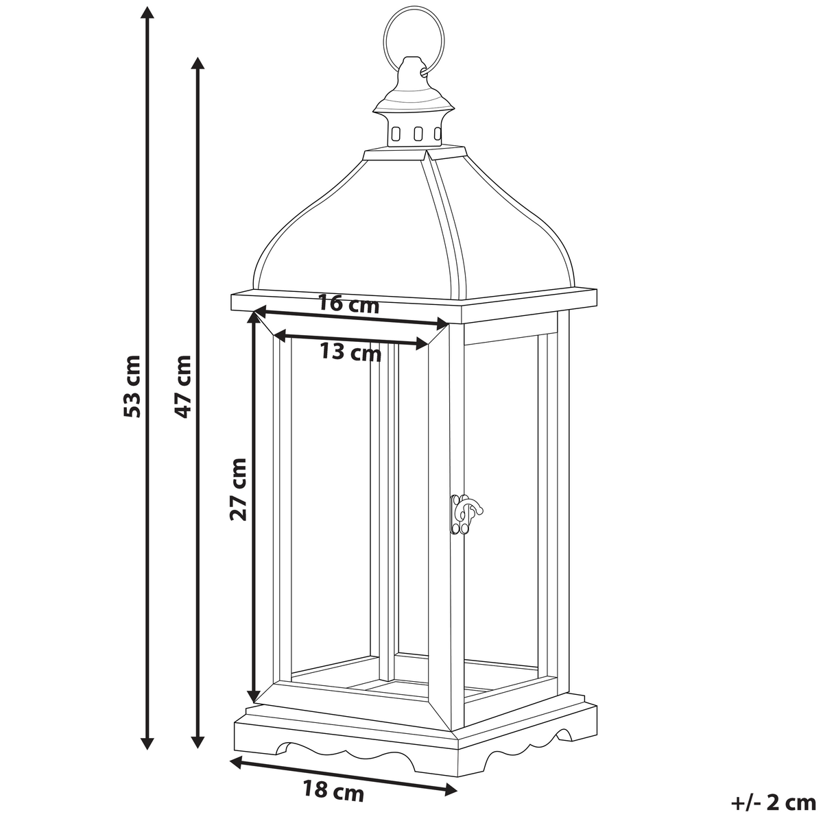 LATERNE Kiefernholz 47 cm Weiß Samar - Weiß, Metall (18/47/18cm) - Beliani