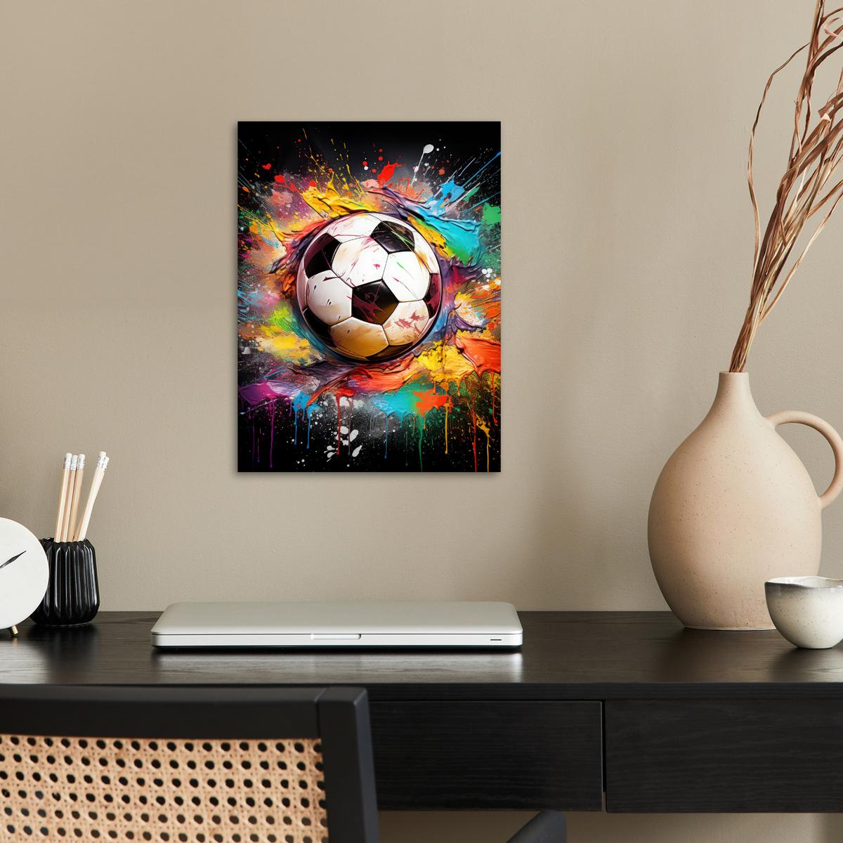 POSTER Fußball - Farbe - Farben - Schwarz - Weiß Wandbilder 30x40 cm - Weiß, Papier (30/40/0.1cm) - MuchoWow