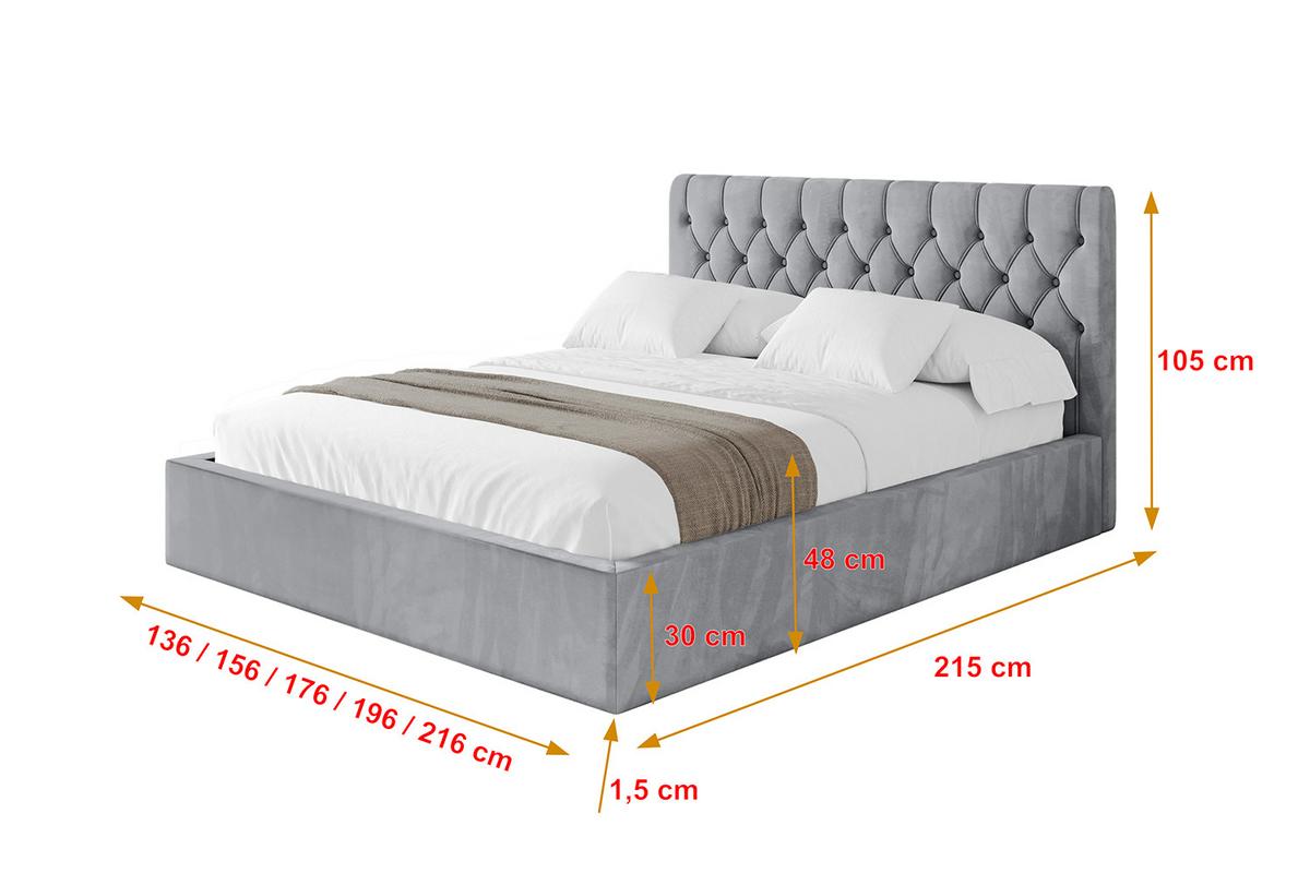 POLSTERBETT mit Bettkasten und Lattenrost, Boxbett ohne Matratze - RENO 180x200 Hellgrau - Hellgrau, Holzwerkstoff/Textil (180/200cm) - ALTDECOR
