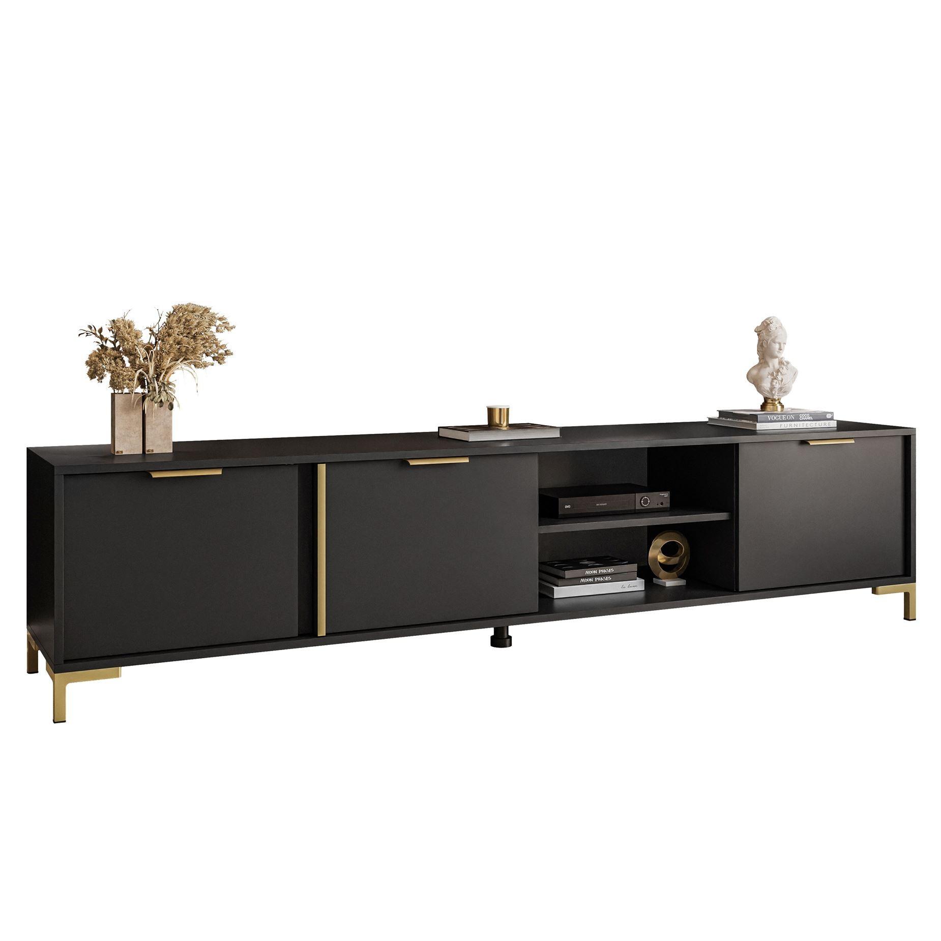 TV Element LARETTO II 203 cm anthrazit - Schwarz, Holzwerkstoff (203/47/40cm) - Lookway