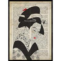 POSTER Von Geisha Schwarz Und Weiß A4 Schwarzer Rahmen - Schwarz, Papier (29.7/5/21cm) - Nacnic
