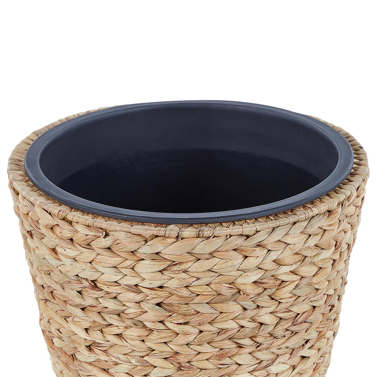 BLUMENTOPF 3er-Set Wasserhyazinthe natürlich rund 49-35/37-26/29-21 cm Plaka - Beige/Schwarz, Naturmaterialien (47cm) - Beliani