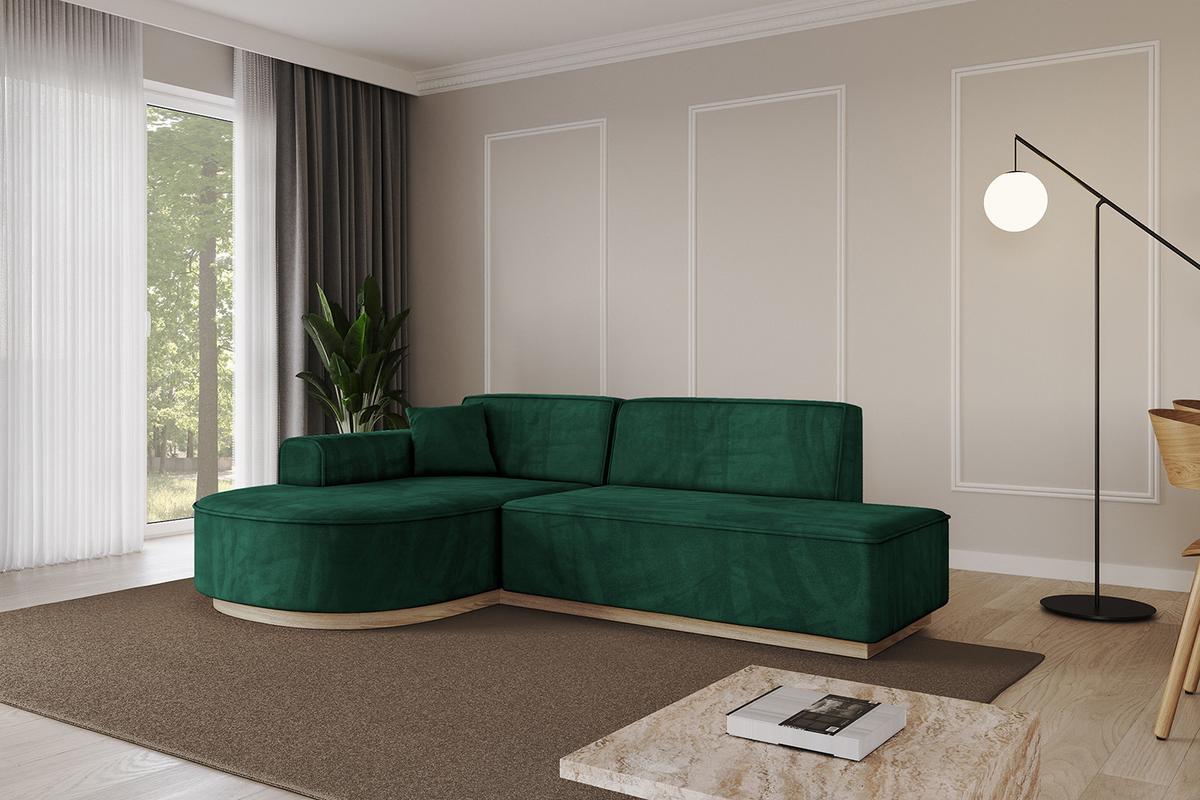 ECKSOFA Ottomane Links ARRIO-L1 - 243x171x83 cm Dunkelgrün - Grün, Holzwerkstoff/Textil (243/171cm) - ALTDECOR