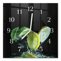 WANDUHR aus Glas 30x30 cm - Zitrone und Limette - Grün, Glas (30/30/0.4cm) - TULUP