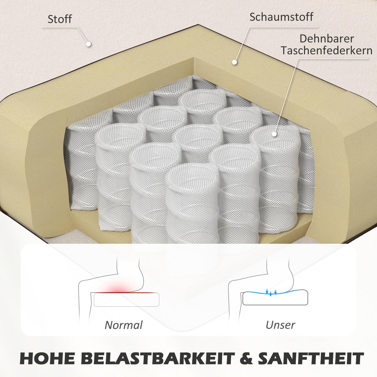 SOFA Polyester Cremeweiß - Dunkelgrau/Creme, Holz/Textil (56.5/77/117cm) - HOMCOM