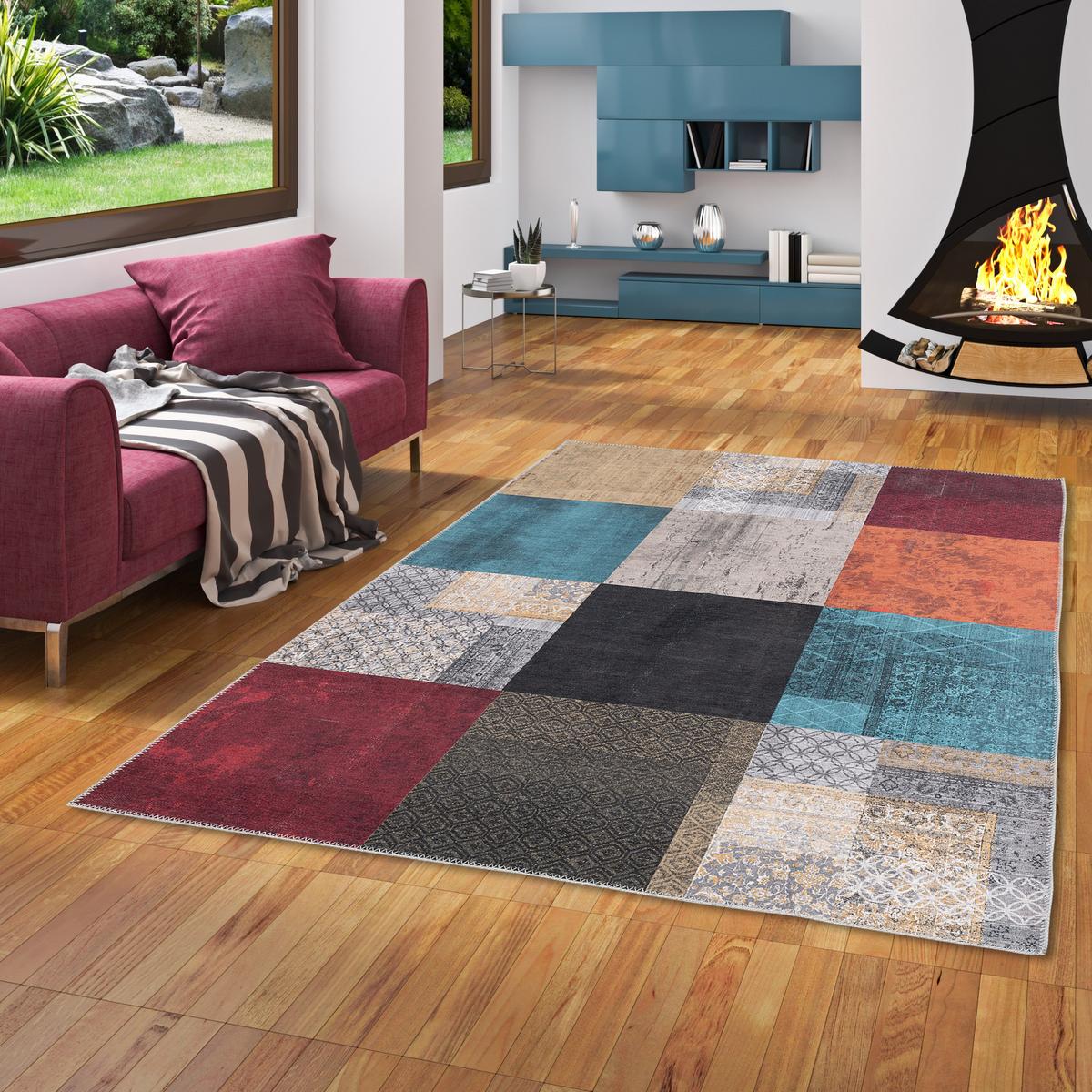 VINTAGE DESIGNERTEPPICH FINESSE PATCHWORK - Multicolor, Textil (80/250cm) - Pergamon
