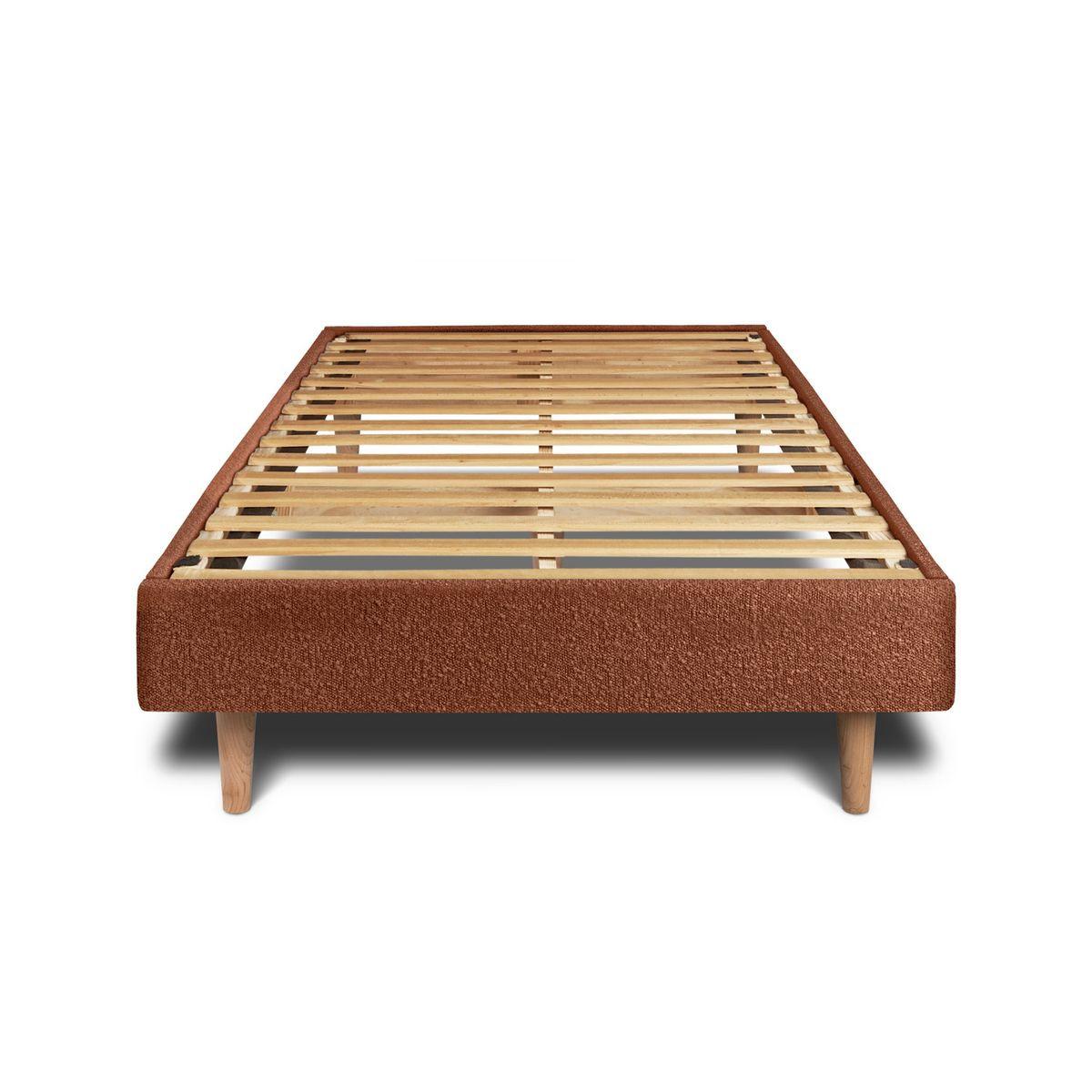 LATTENROST – Bouclé-Stoff– Bausatz zur Selbstmontage - 90x200 cm - Beige/Terracotta, Karton/Holz (90/200cm) - Sommeil de Plomb