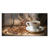 WANDUHR aus Glas 60x30 cm - Kaffee - Braun, Glas (60/30/0.4cm) - TULUP