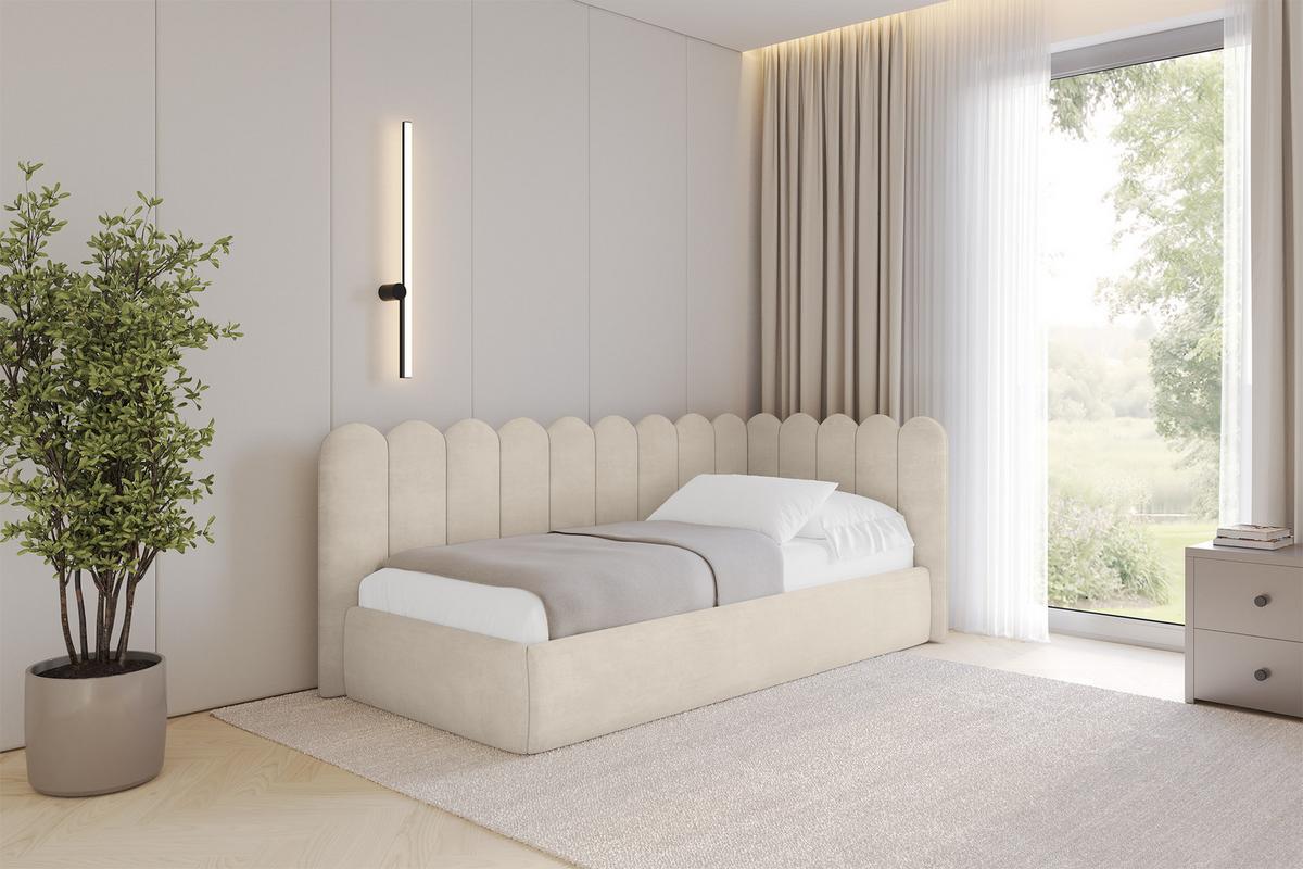 EINZELLBETT Jugendbett mit Bettkasten und Matratze H3/H4, Links - ARTY 100x200 Beige - Beige, Holzwerkstoff/Textil (100/200cm) - ALTDECOR